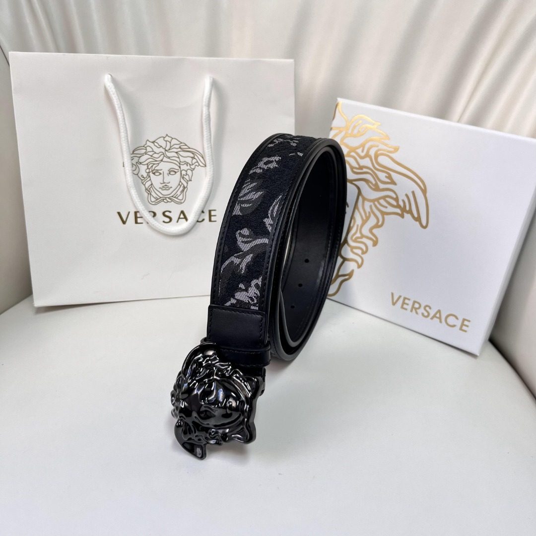 Versace Medusa Head Jacquard Leather Belt