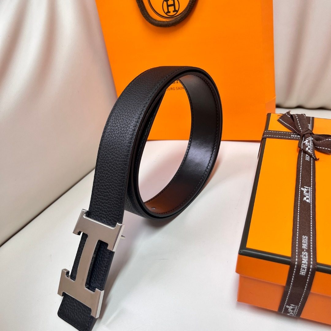 Hermès H Buckle Reversible Leather Belt