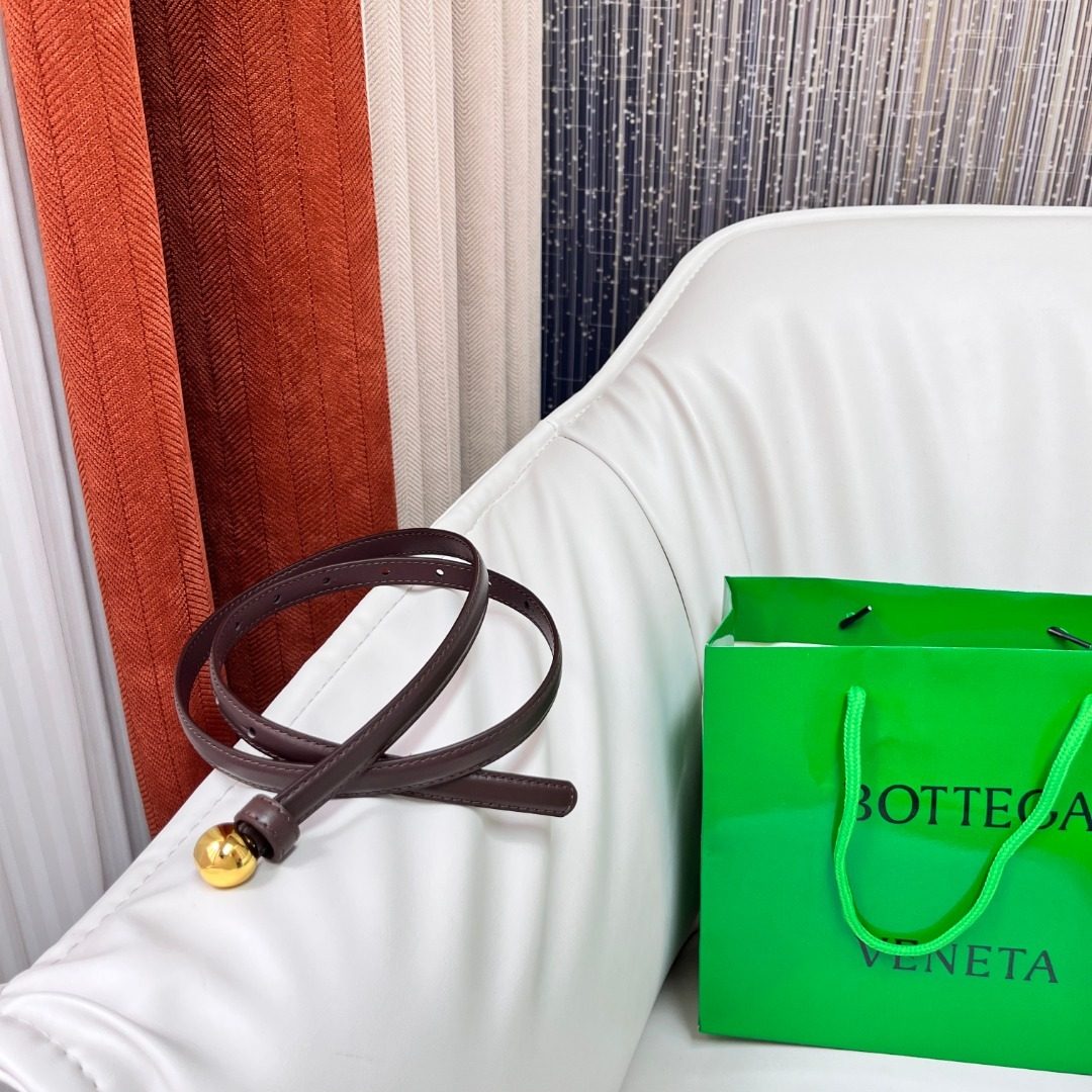 Bottega Veneta Dark Brown Leather Belt