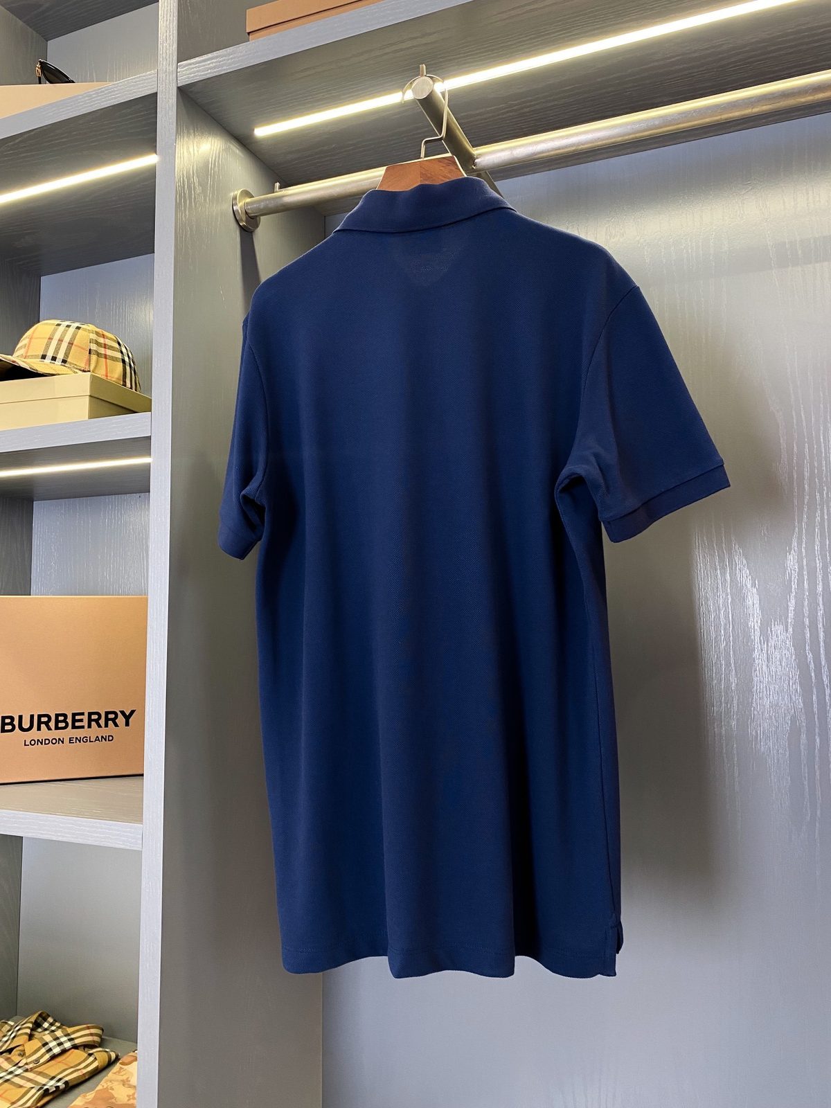 Burberry Navy Blue Cotton Polo Shirt