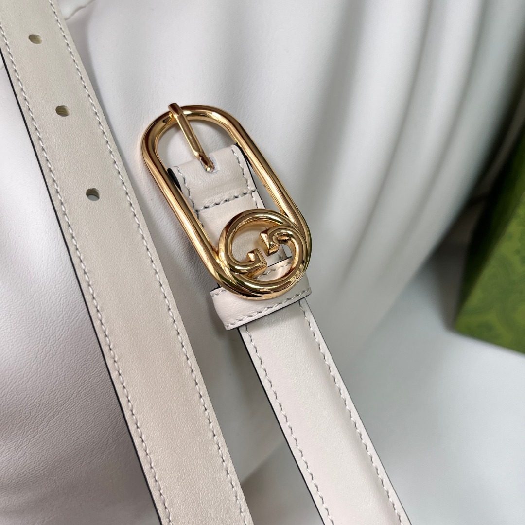 Gucci GG Marmont Leather Belt White