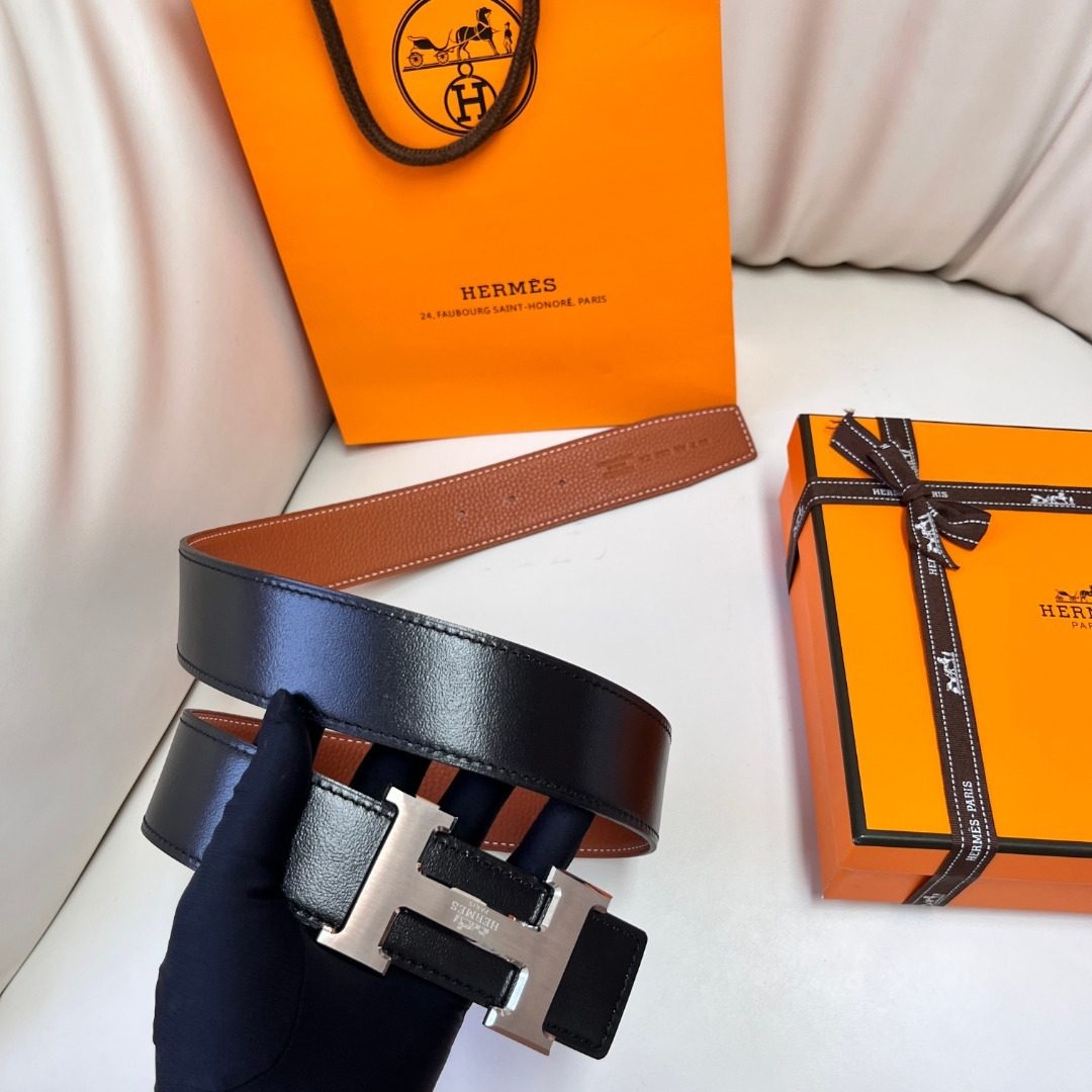 Hermès Reversible Leather Belt Brown