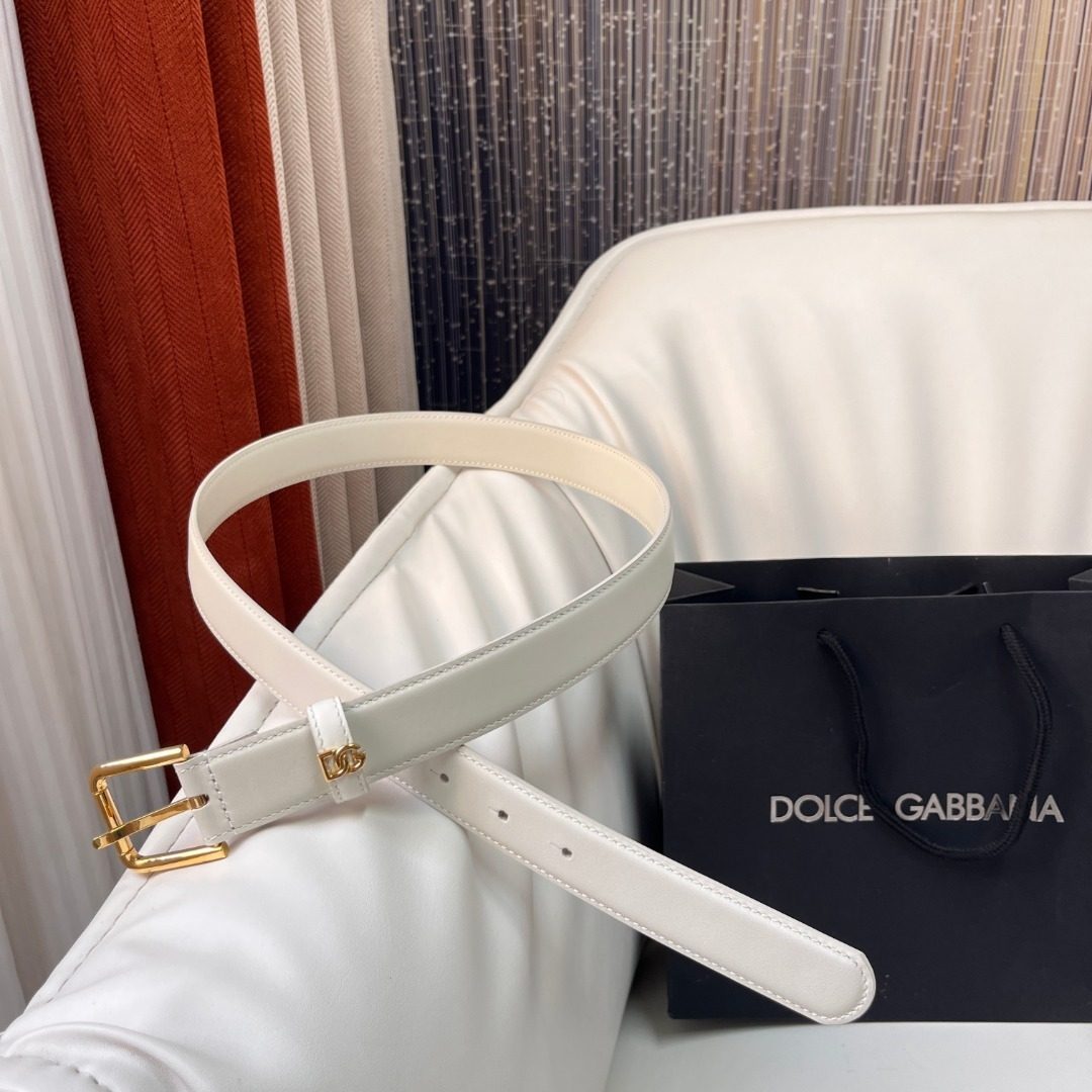Dolce & Gabbana White Leather Belt