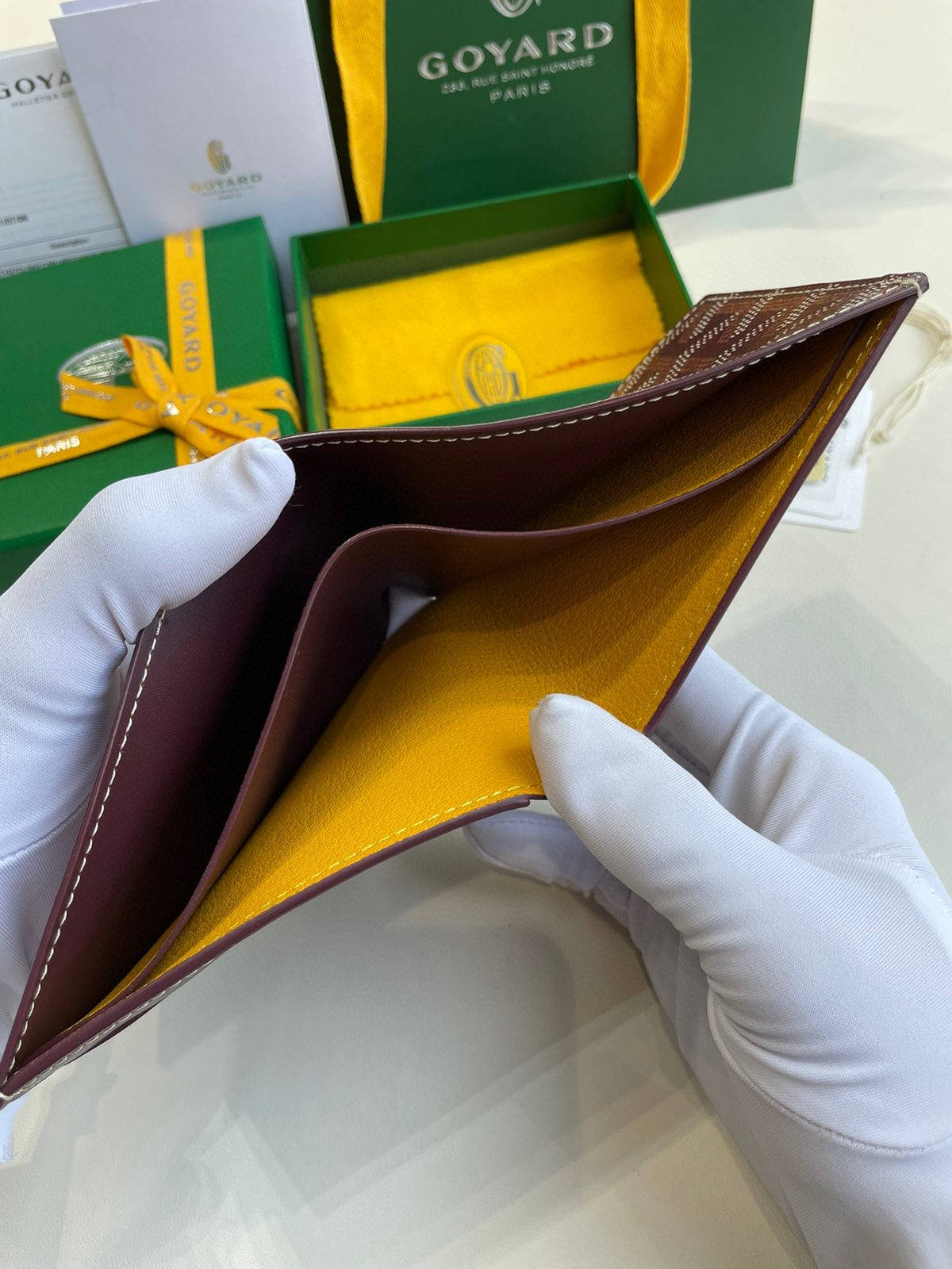 Goyard Bifold Leather Wallet Burgundy