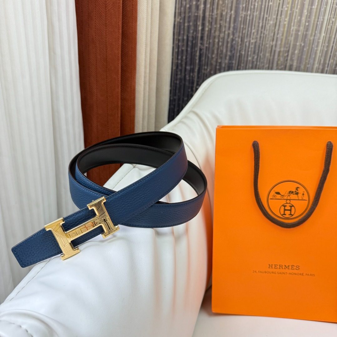 Hermès Reversible Leather H-Buckle Belt