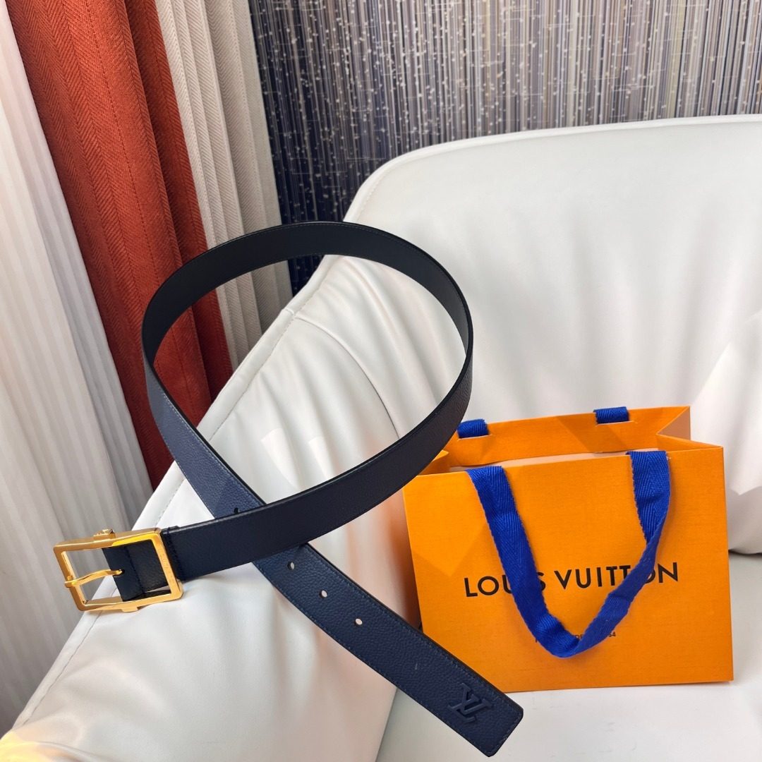 Louis Vuitton Navy Leather Belt