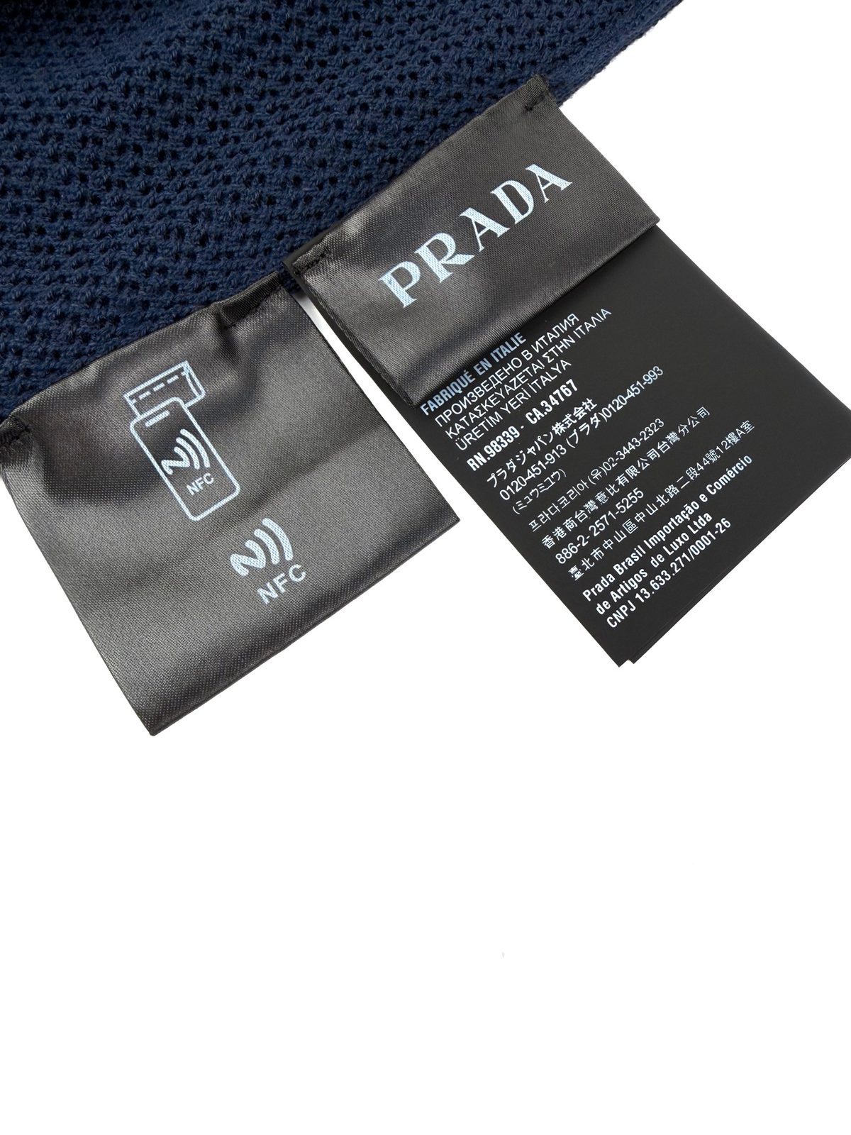 Prada Logo Mesh Polo Shirt Navy