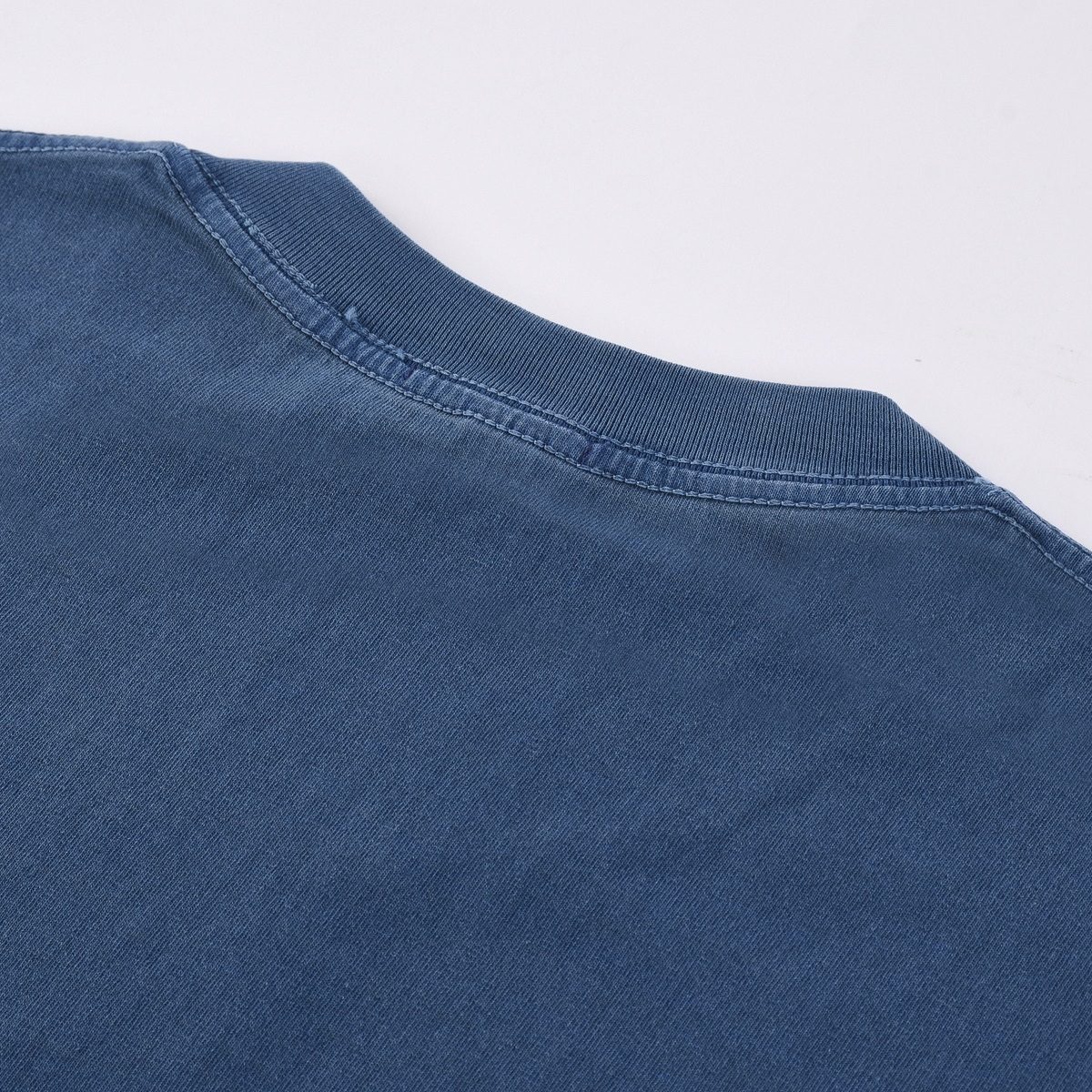 Blue Denim Roll-Sleeve Crewneck Sweatshirt