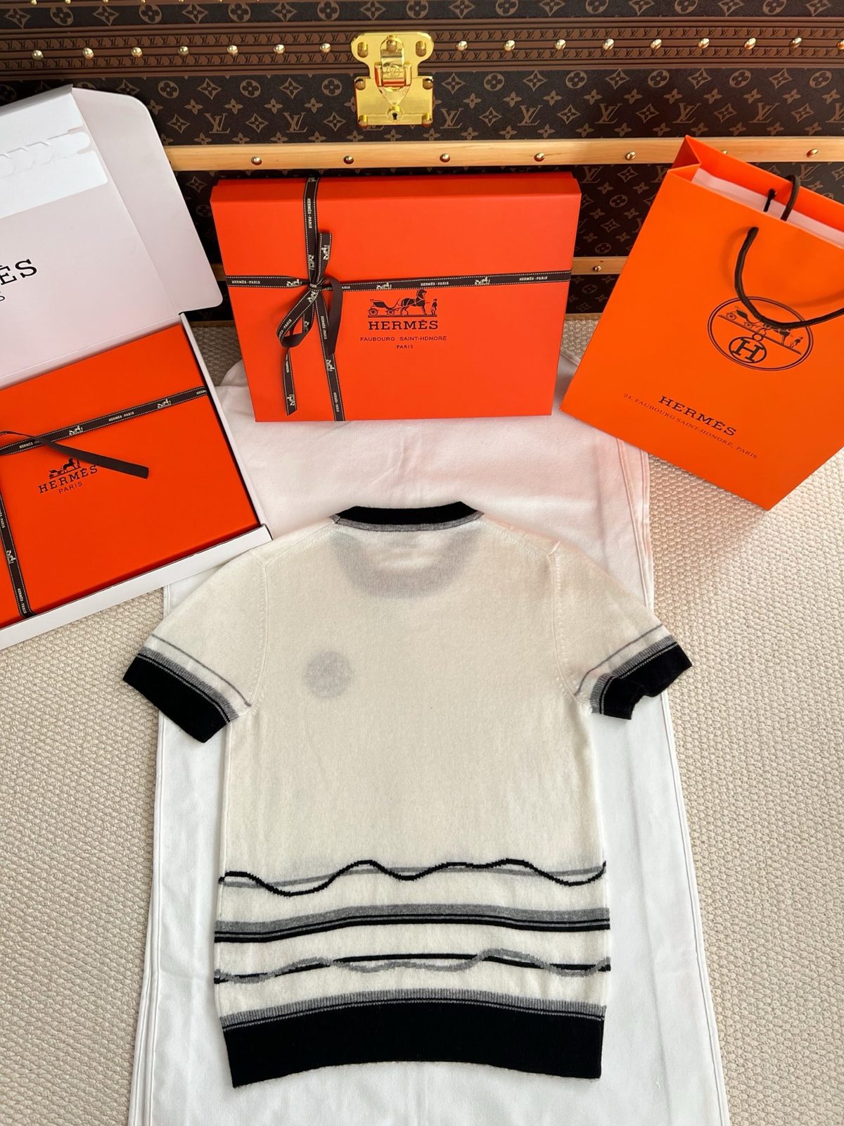 Hermès Striped Crewneck Cashmere Sweater