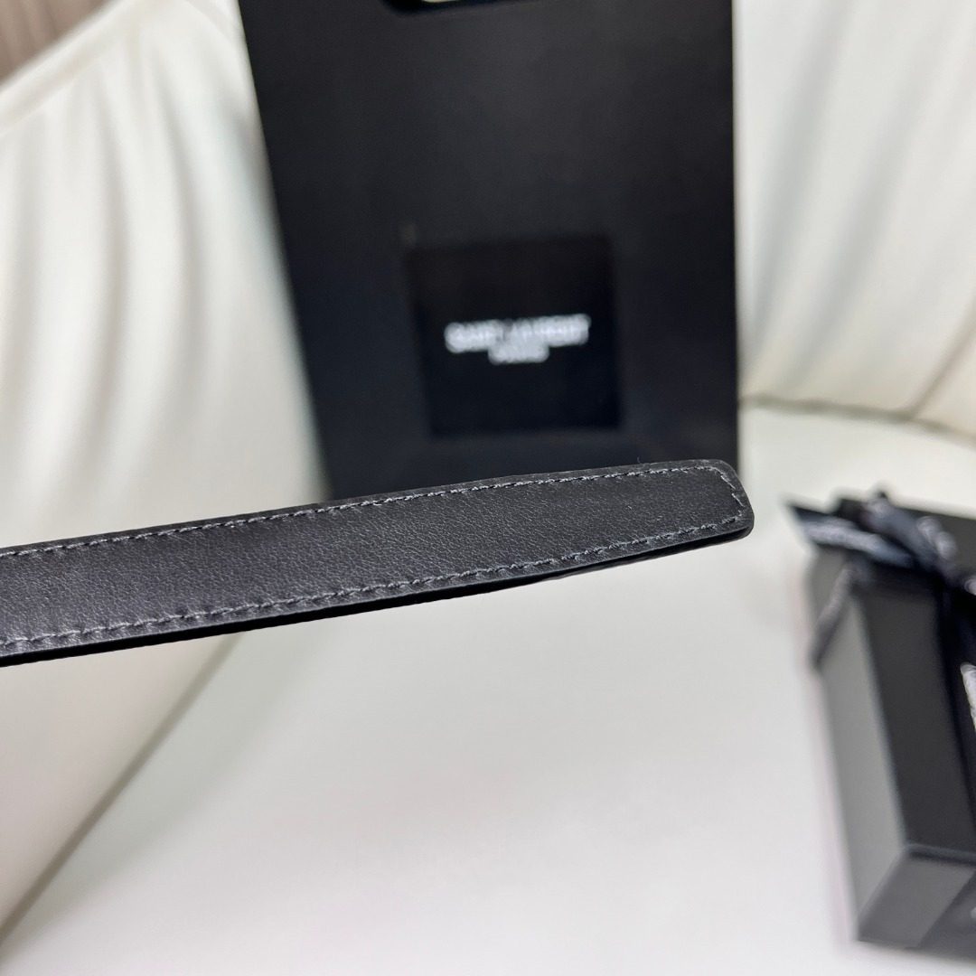 Saint Laurent YSL Leather Belt Black