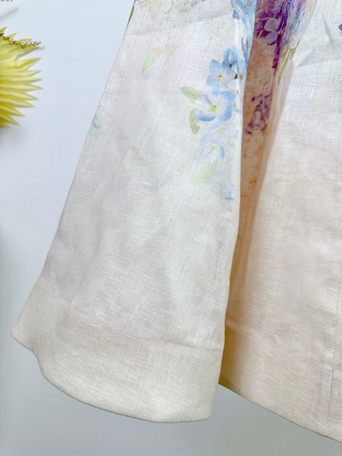 Floral Hydrangea Print Linen Scarf
