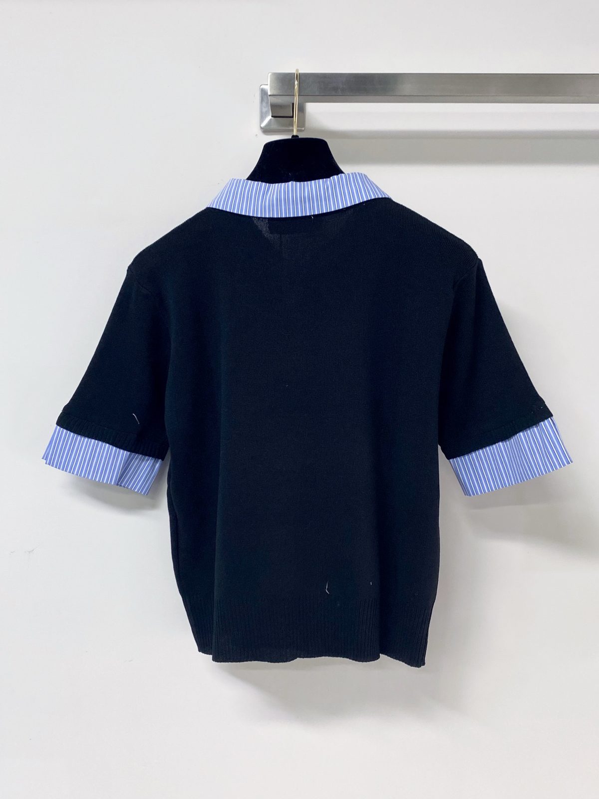 Miu Miu Striped Collar Knit Polo Shirt