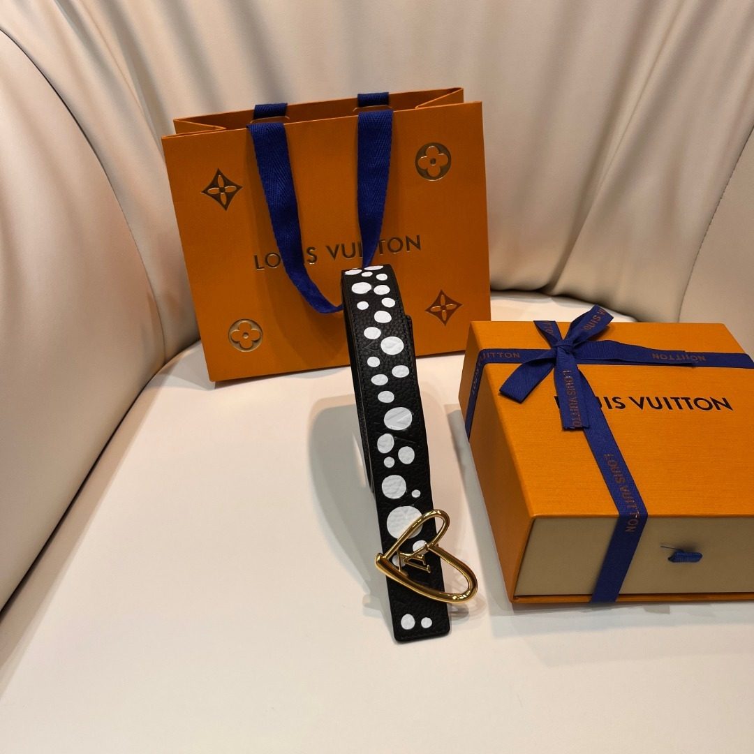 Louis Vuitton Monogram Leather Belt with Studded Details