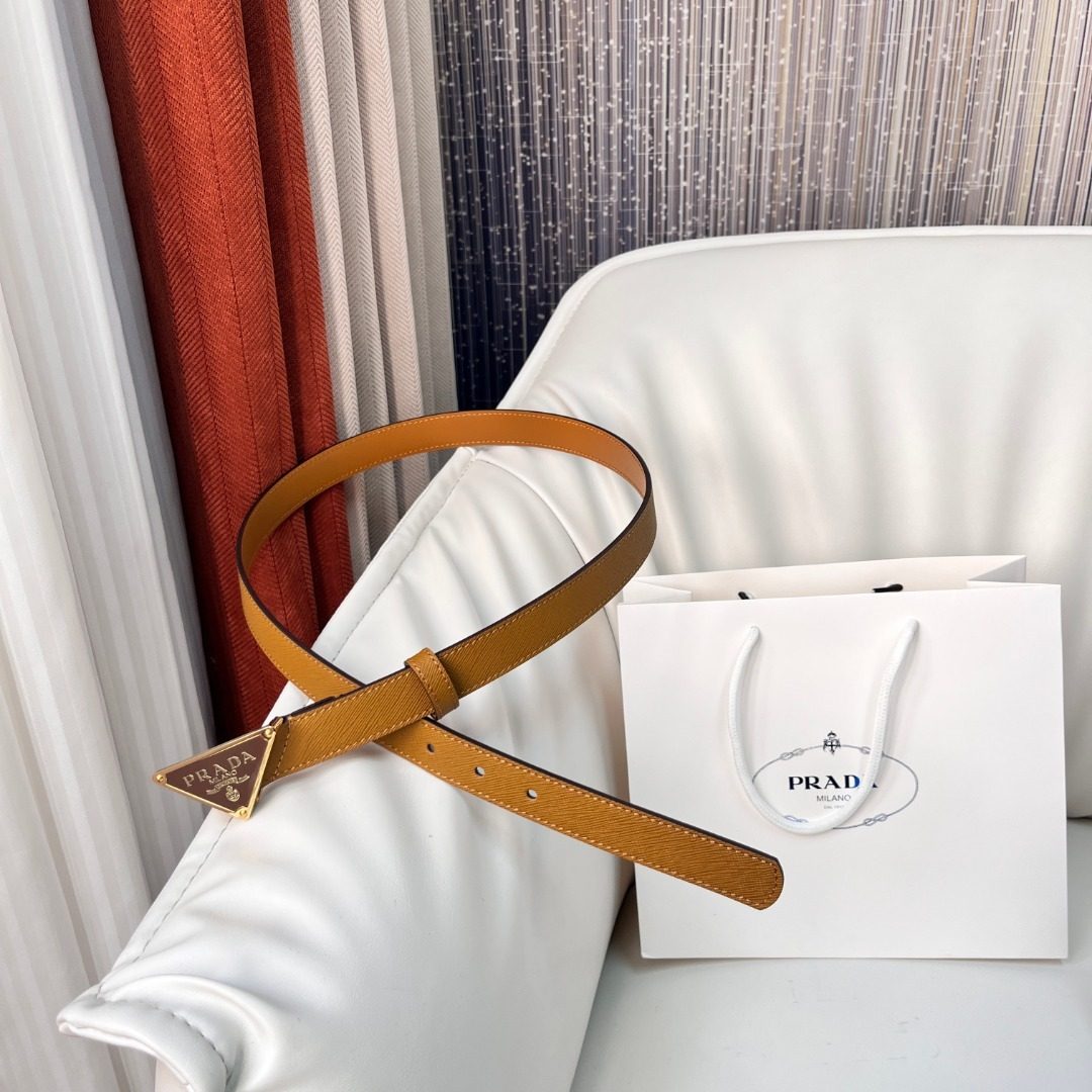 Prada Saffiano Leather Belt Camel