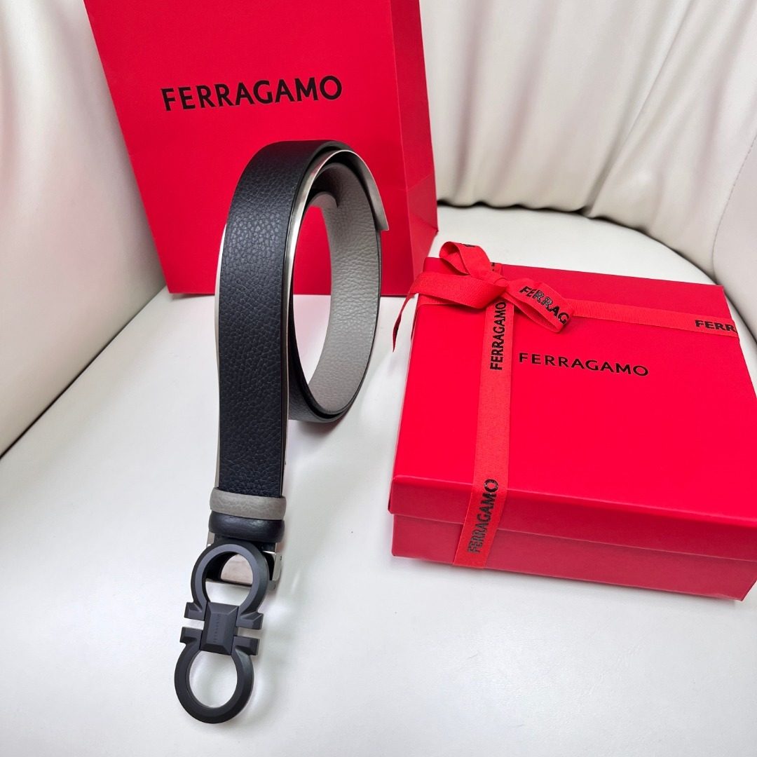 Ferragamo Reversible Leather Belt Black
