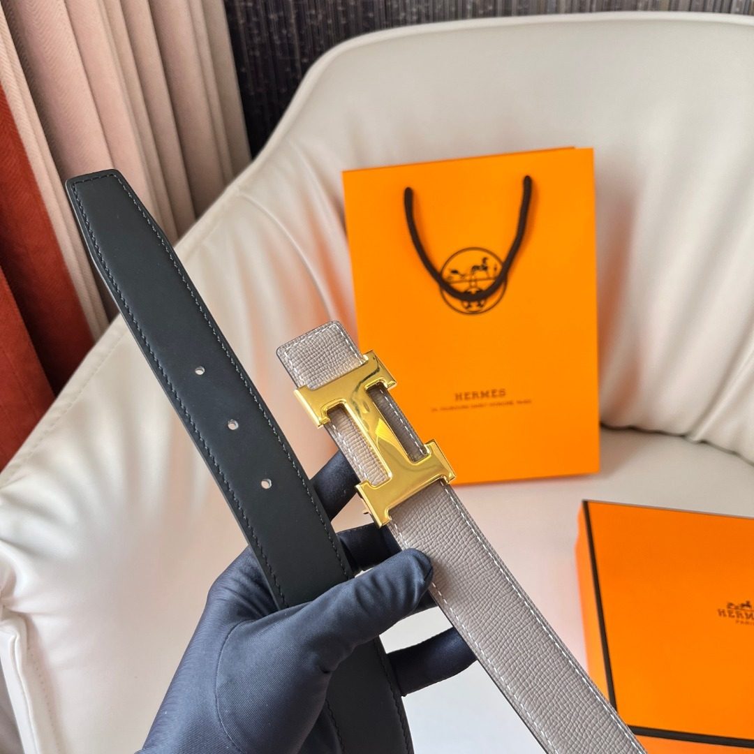 Hermès Reversible H Buckle Leather Belt