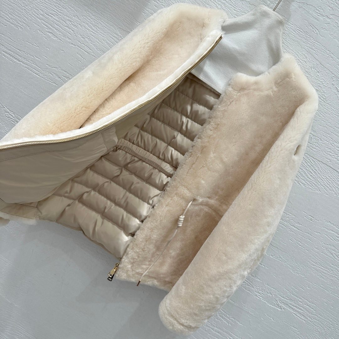 Moncler Cream Wool Down Puffer Jacket