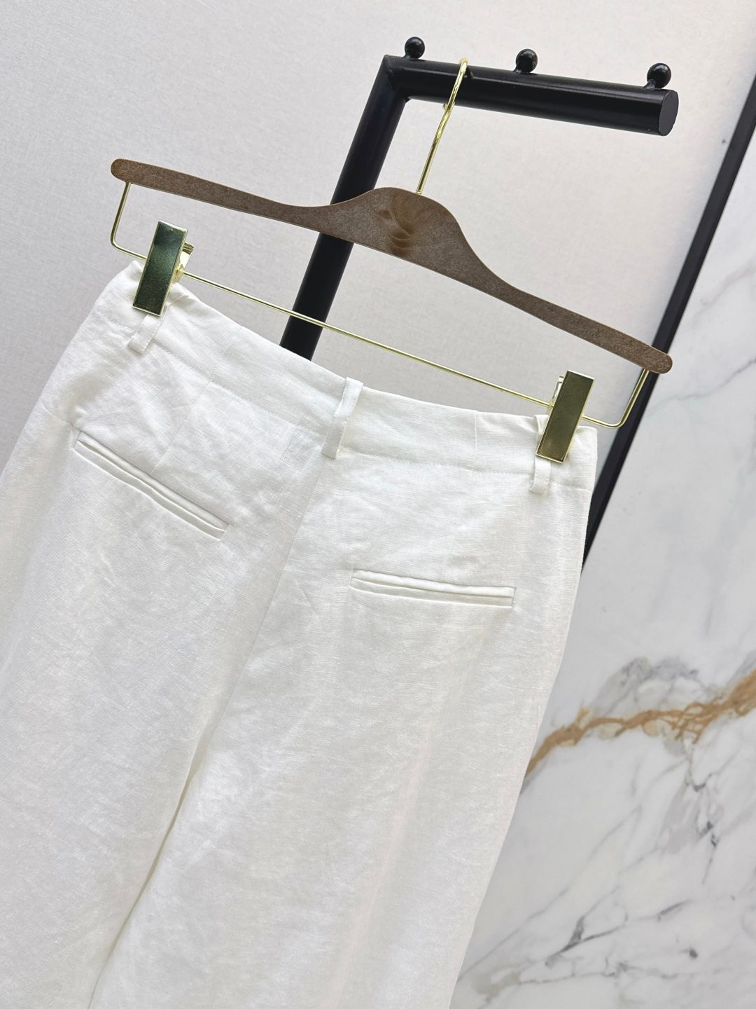 White Linen Wide-Leg Trousers