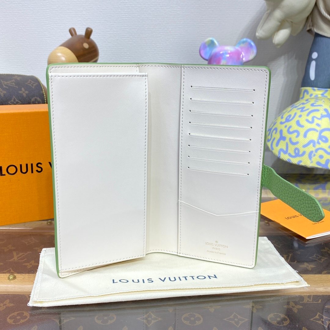 Louis Vuitton Leather Bifold Wallet Green
