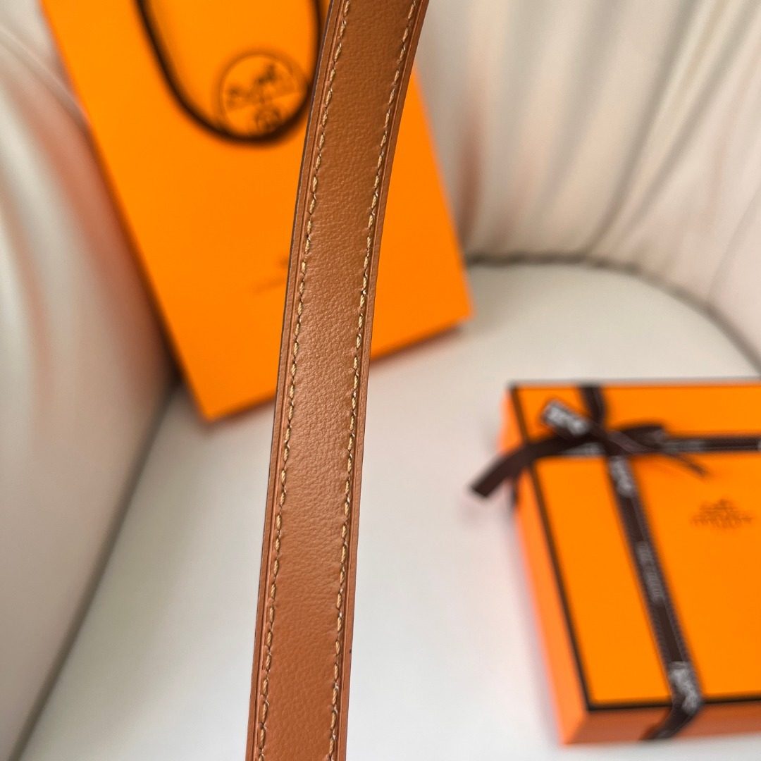 Hermès Leather Belt with Gold Buckle