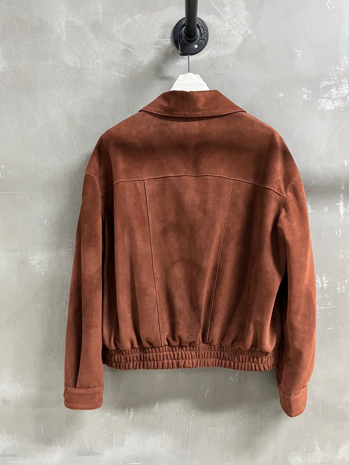 Suede Bomber Jacket in Rust Brown