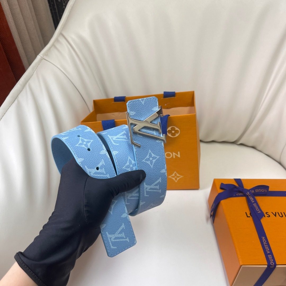 Louis Vuitton Monogram Canvas Belt Light Blue