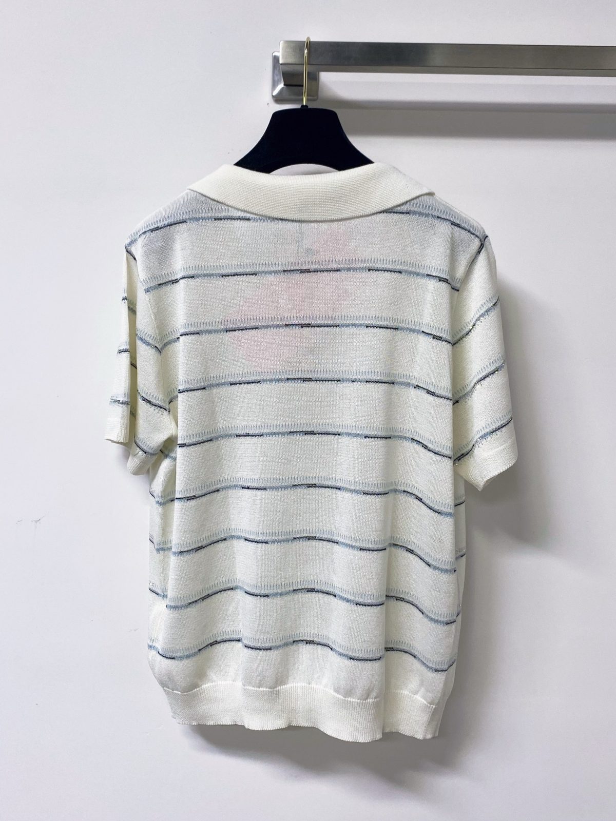 Miu Miu Striped Wool Knit Short Sleeve Sweater