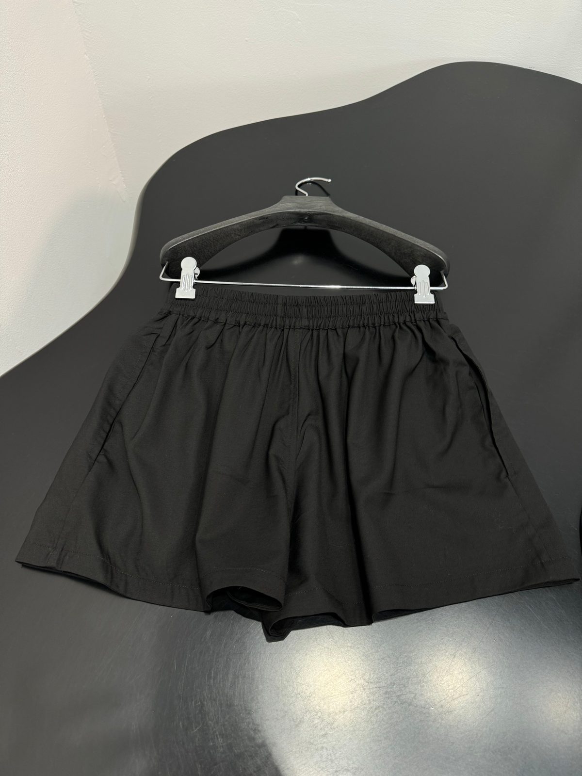 Black Elastic Waist Shorts