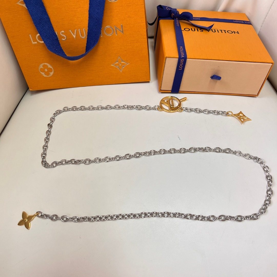 Louis Vuitton Mixed Metal Chain Necklace