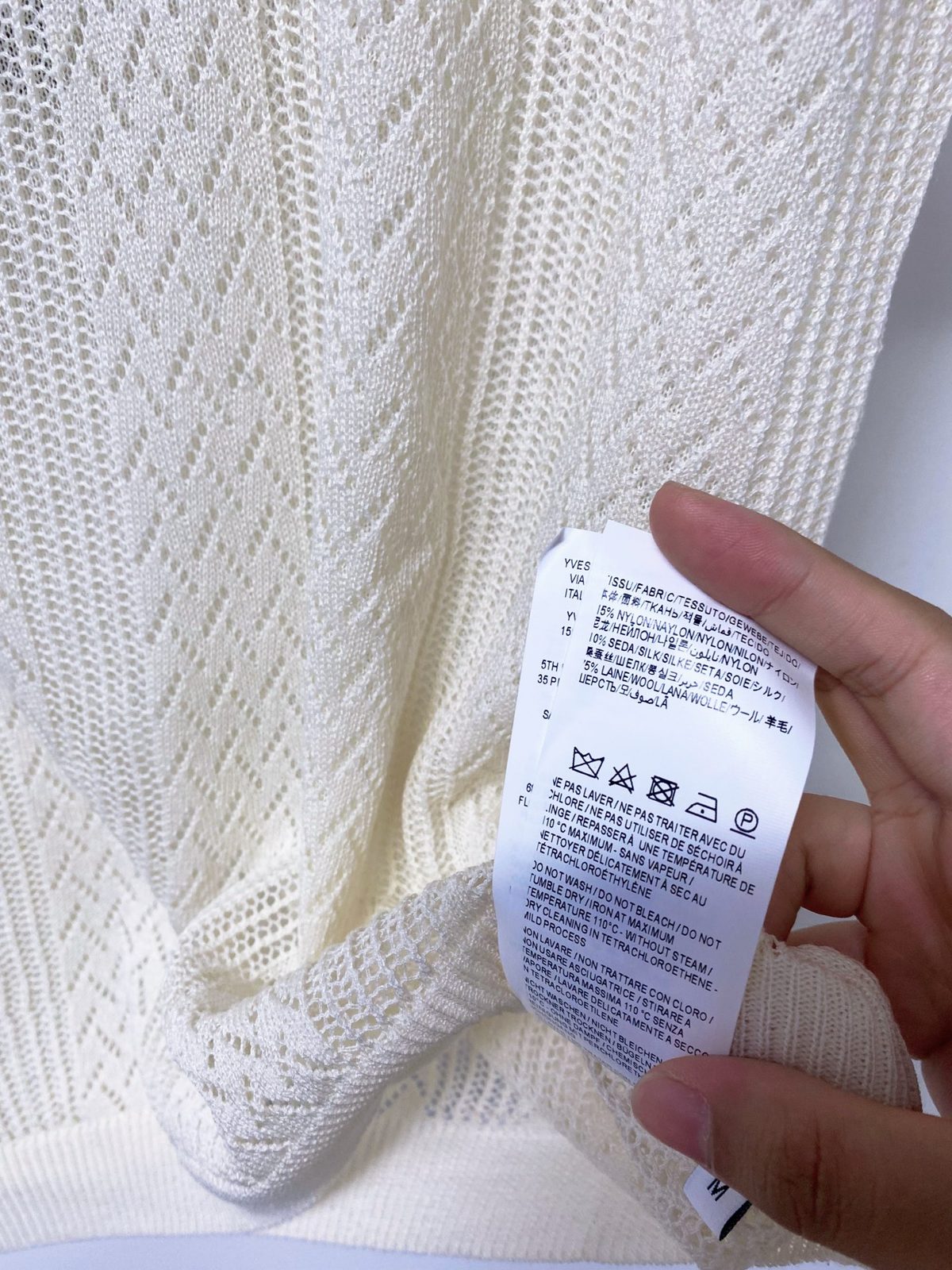 Saint Laurent Cable Knit Short Sleeve Sweater