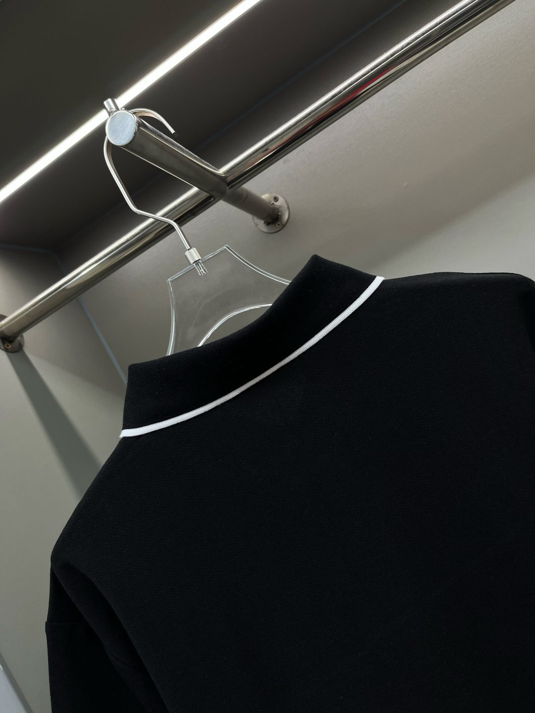 Burberry Black Polo Shirt with White Collar Trim