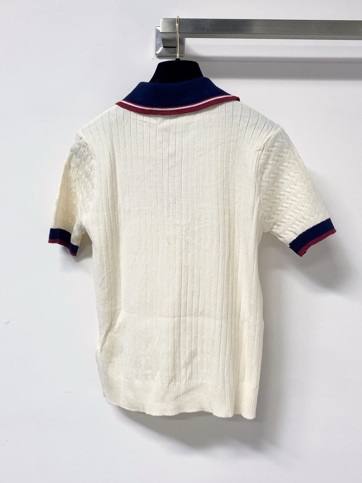 Luxury Knit Polo Shirt with Striped Collar