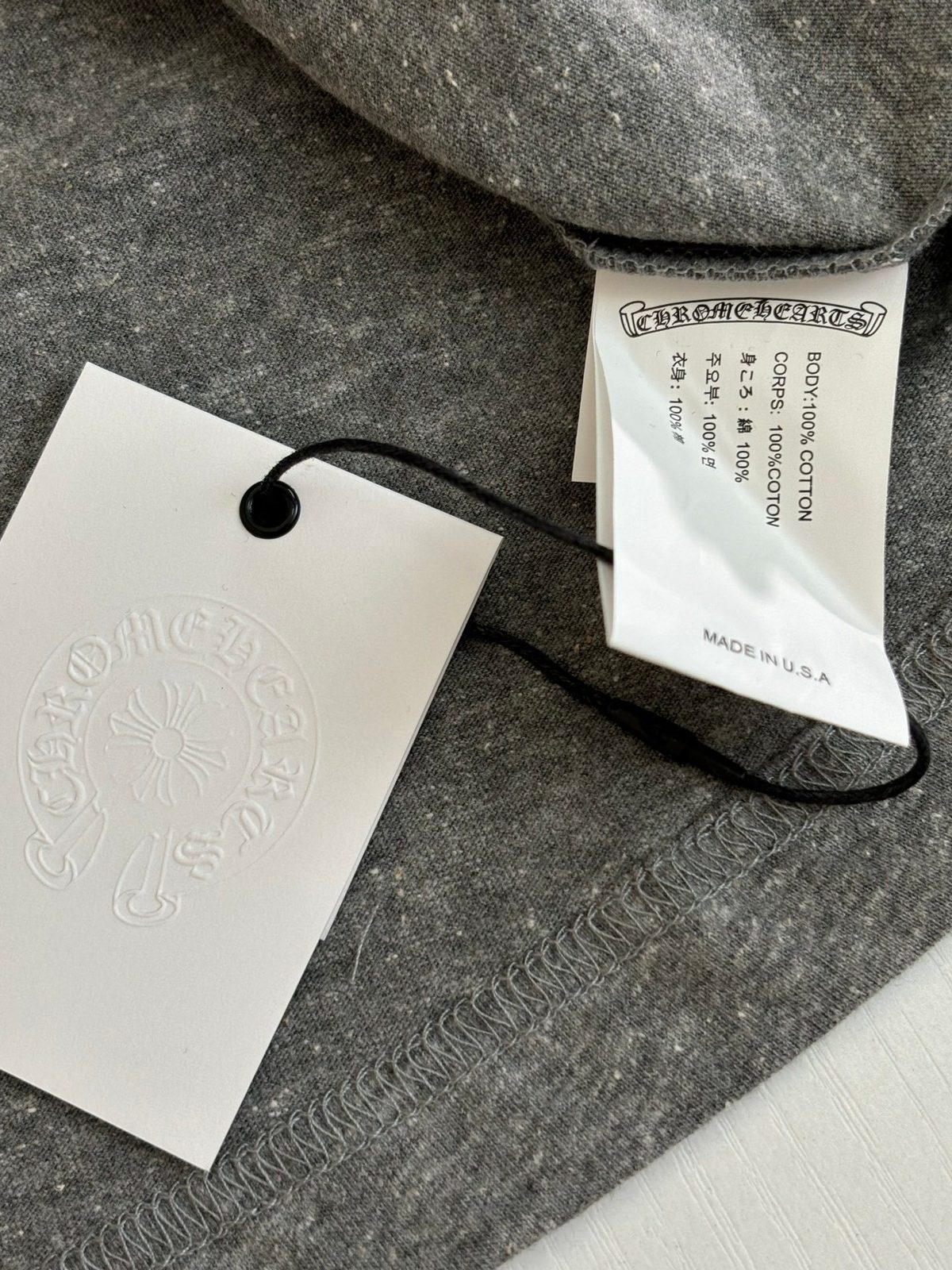 Chrome Hearts Blue Cross Print Gray T-Shirt