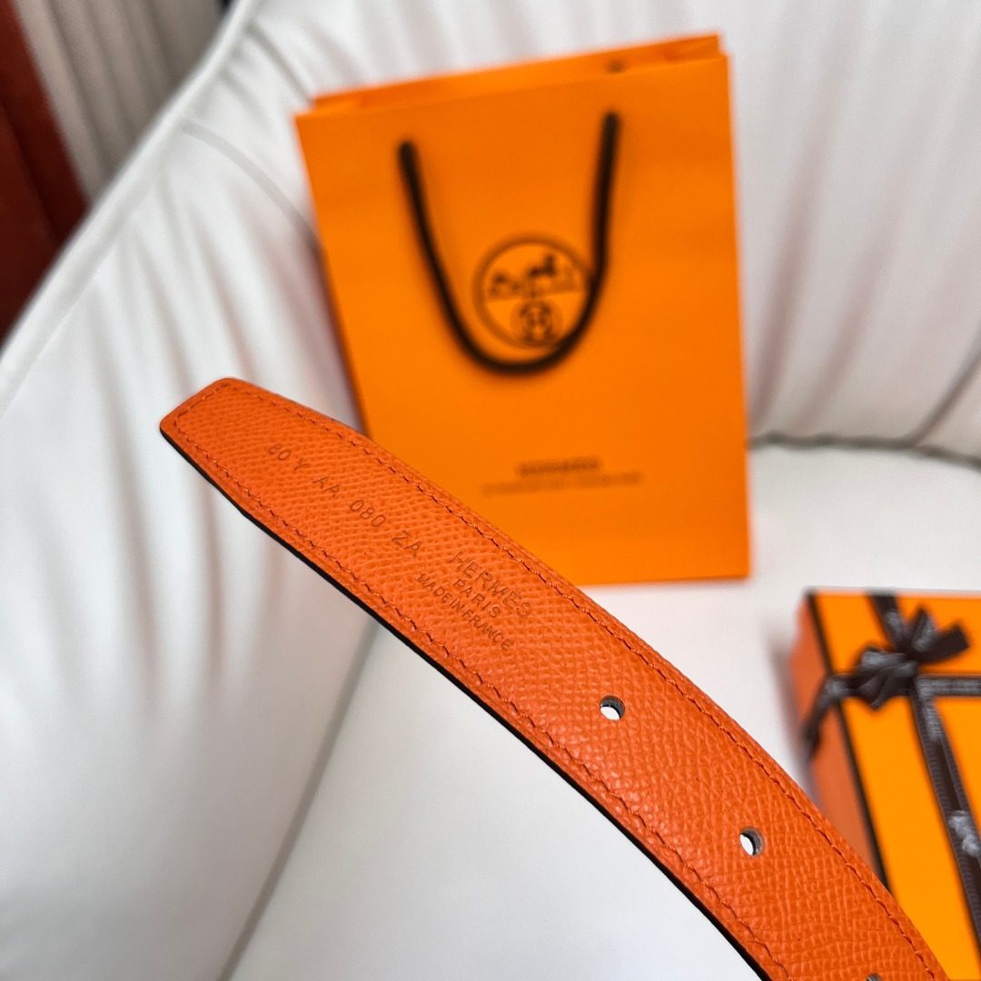 Hermès Reversible Leather Belt Orange Black