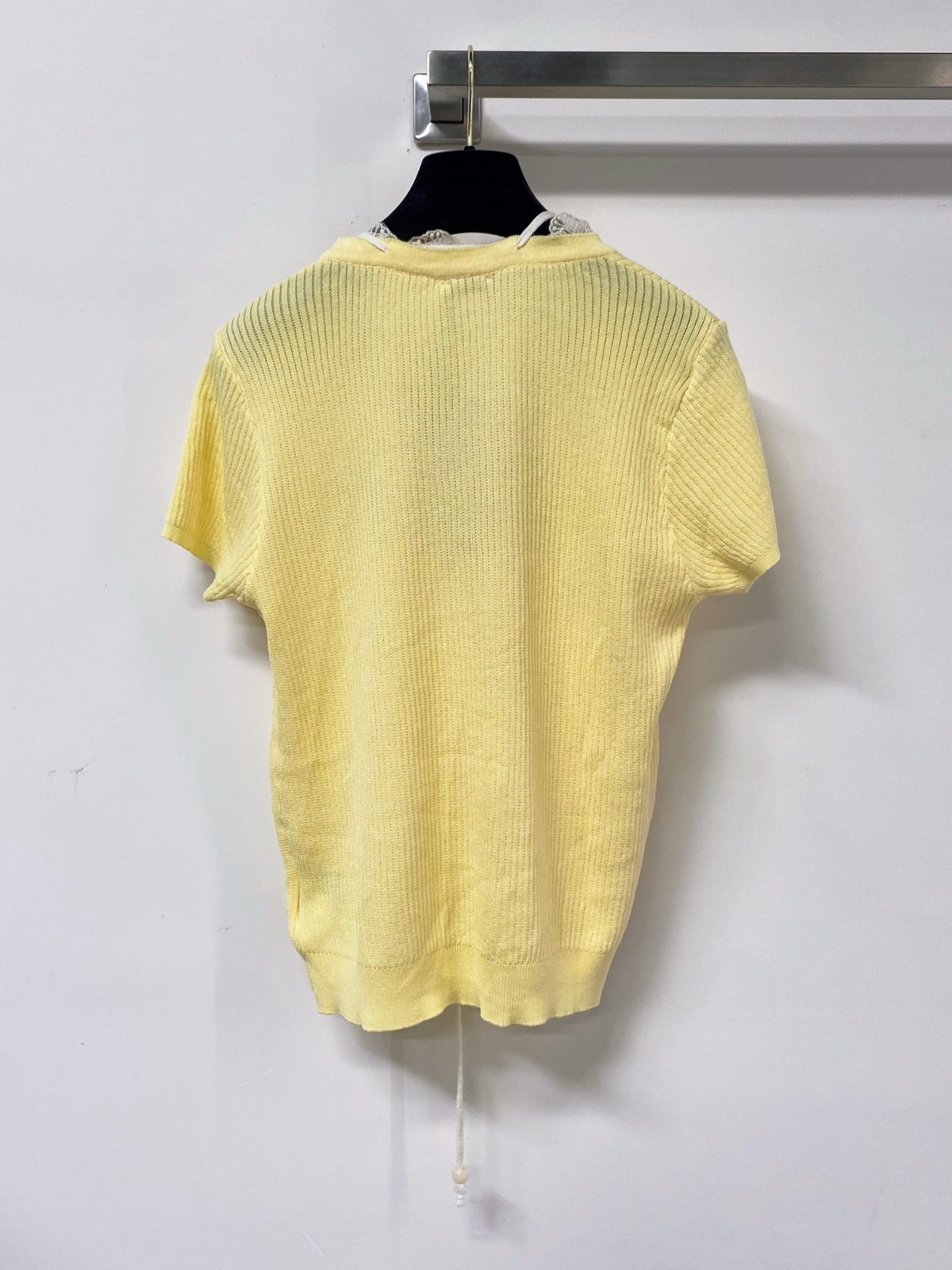 Yellow Ribbed Short Sleeve Crewneck T-Shirt
