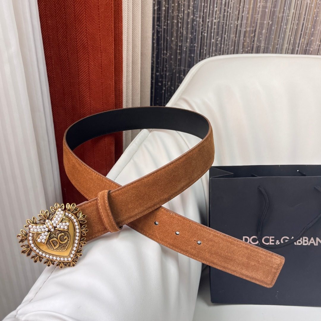 Dolce & Gabbana Devotion Heart Suede Belt