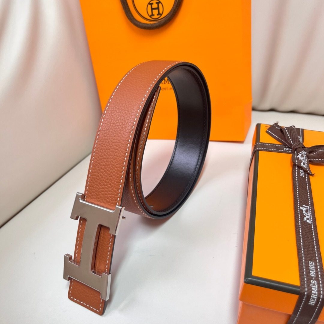 Hermès Reversible Leather Belt with H Buckle