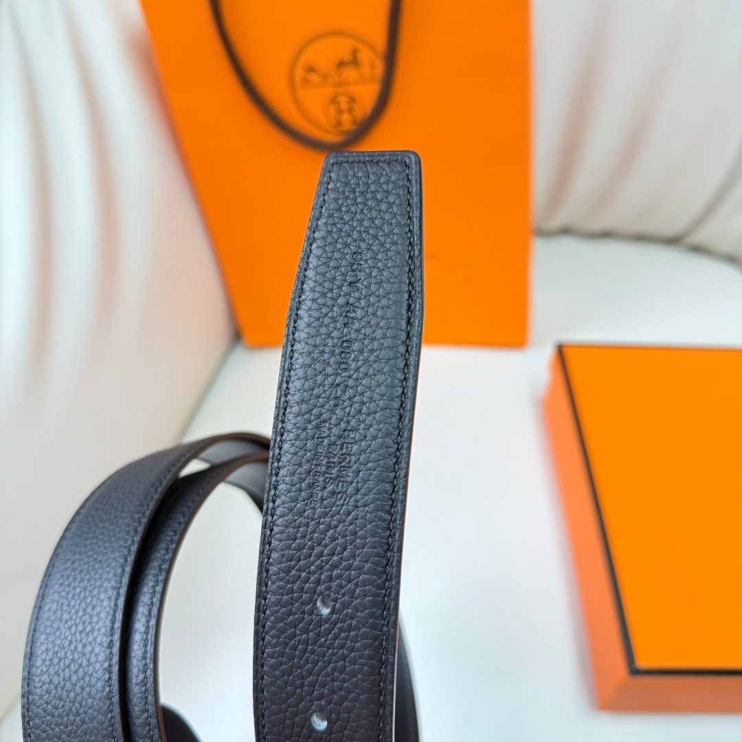 Hermès Reversible Leather Belt Black