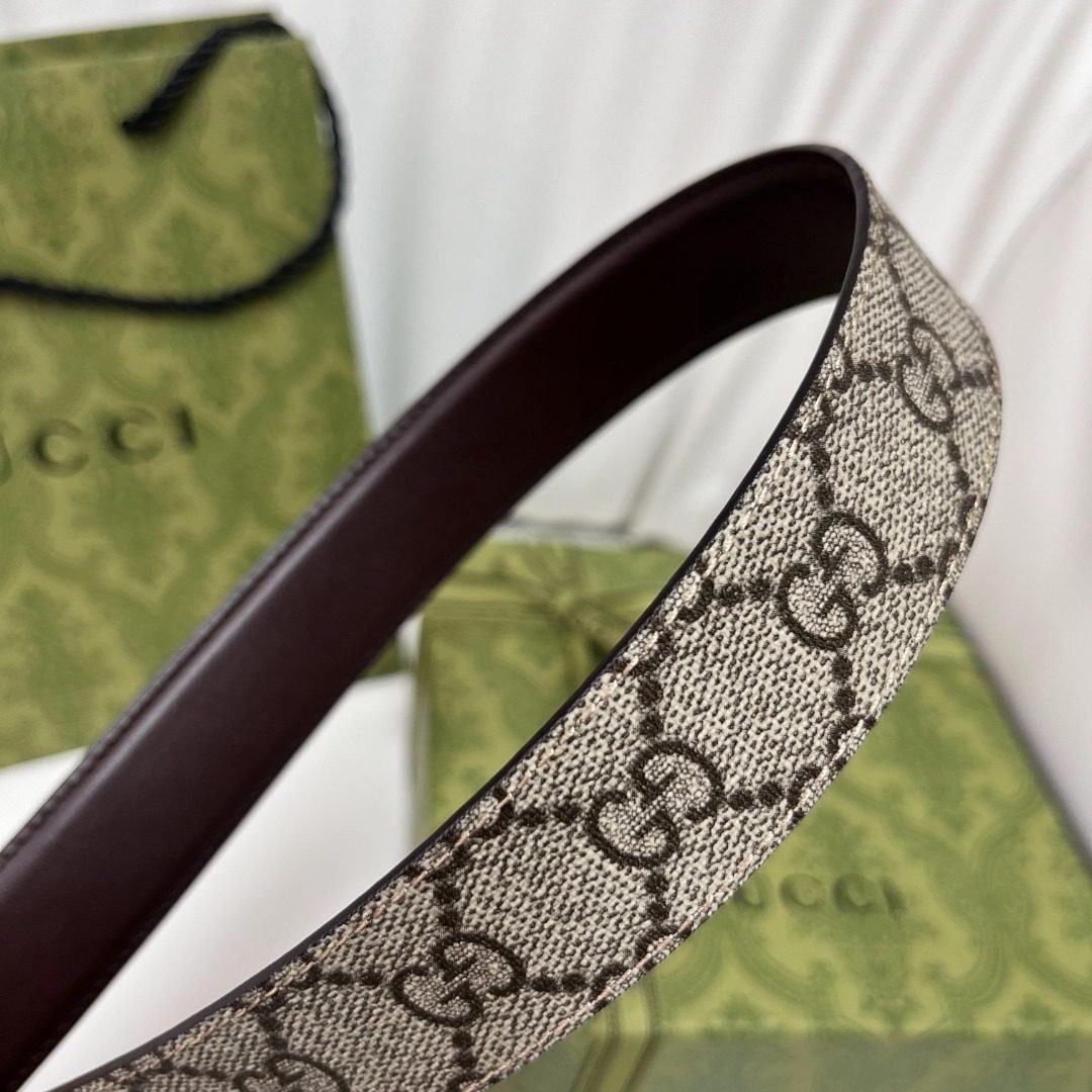 Gucci GG Canvas Leather Belt