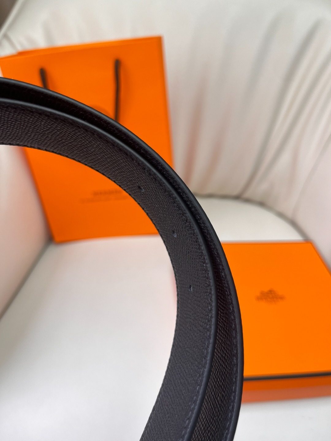 Hermès Leather Belt with Black Buckle