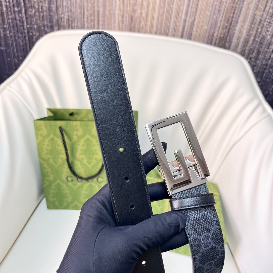 Gucci GG Canvas Leather Belt