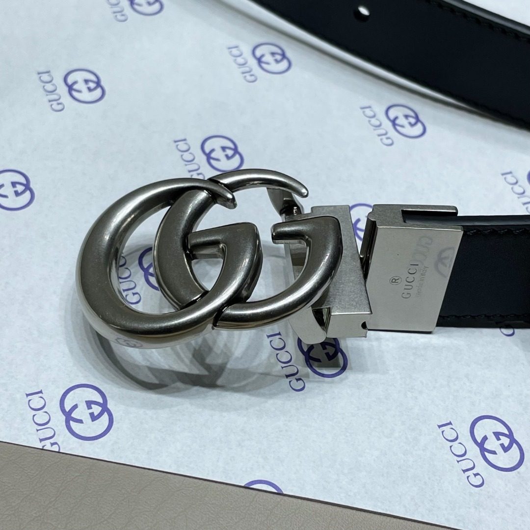 Gucci GG Marmont Black Leather Belt