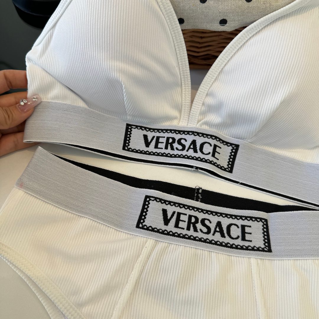 Versace Ribbed White Bikini Set