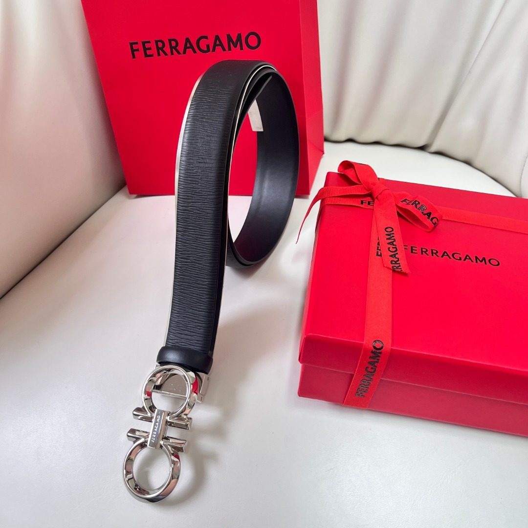 Ferragamo Gancini Buckle Leather Belt