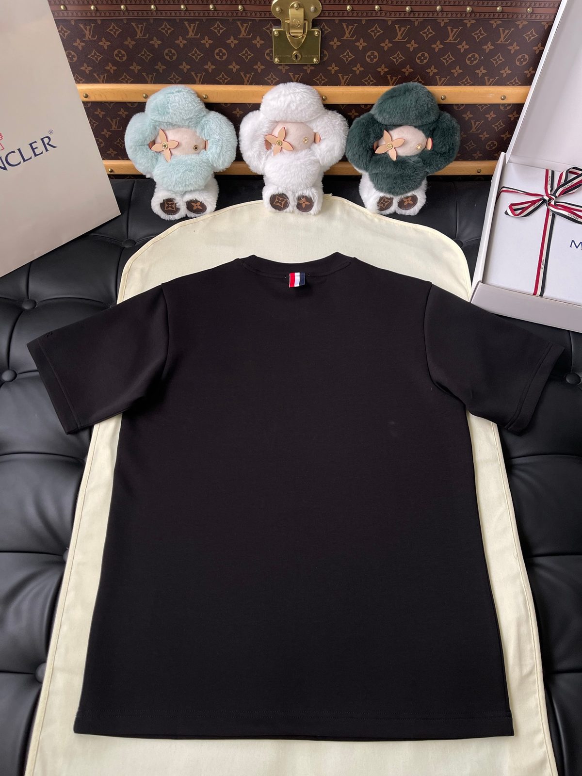 Moncler Tricolor Stripe Crewneck T-Shirt