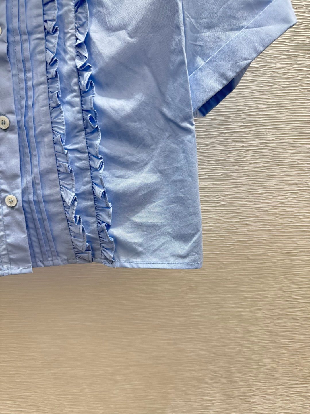 Light Blue Ruffle Detail Dress Shirt