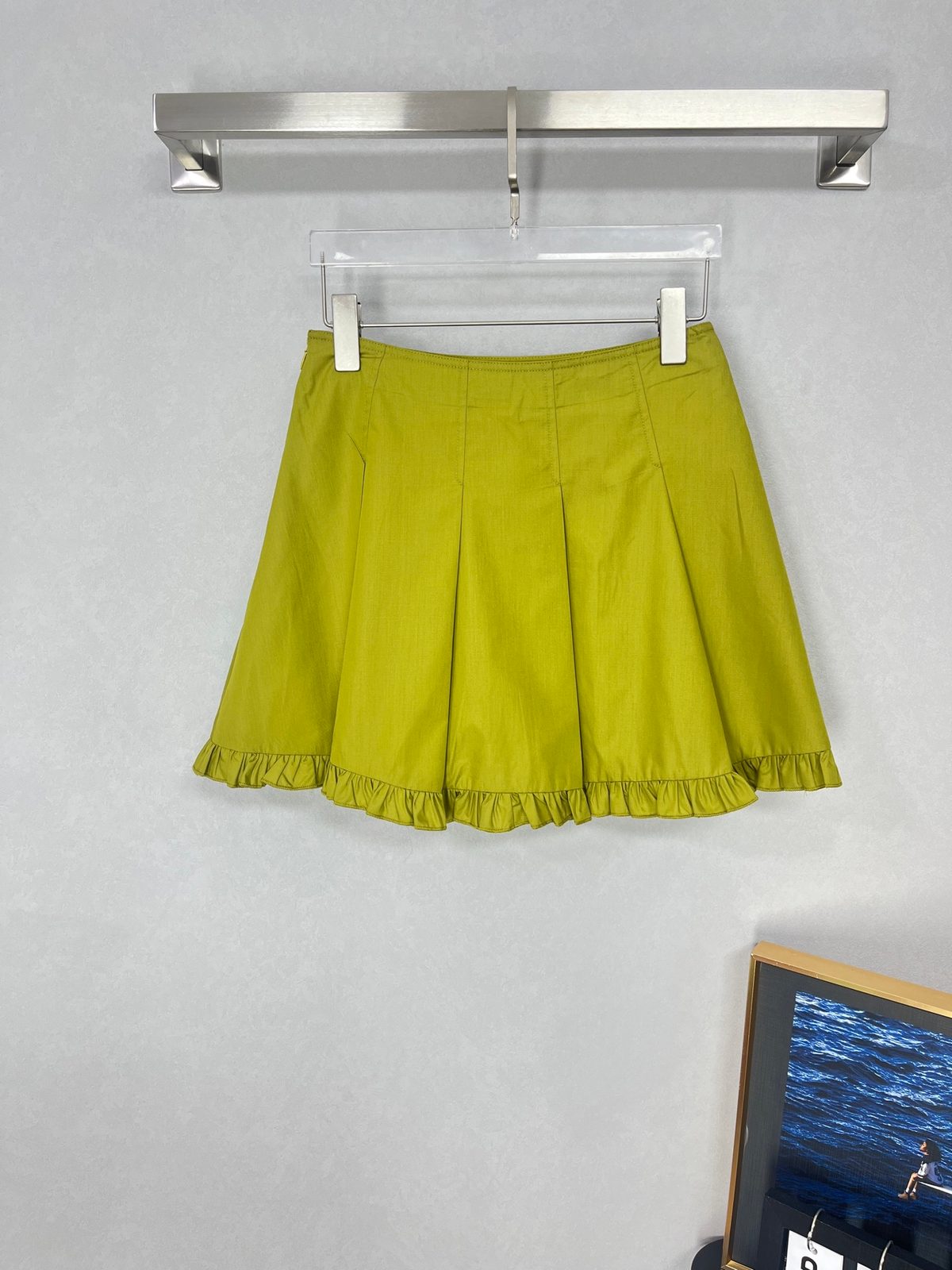 Pleated Mini Skirt with Ruffled Hem
