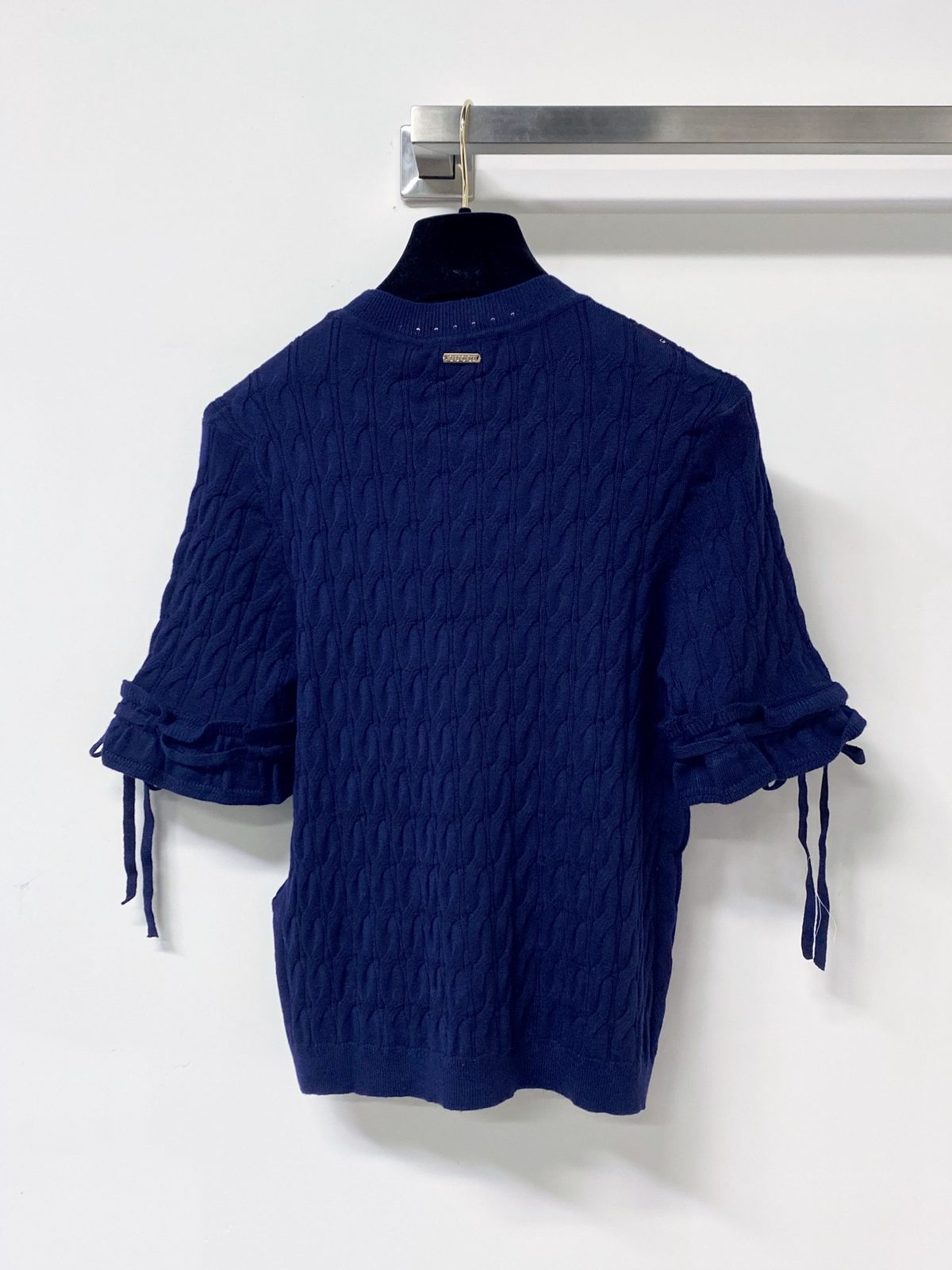 Luxury Cable Knit Crewneck Sweater with Ruched Sleeves