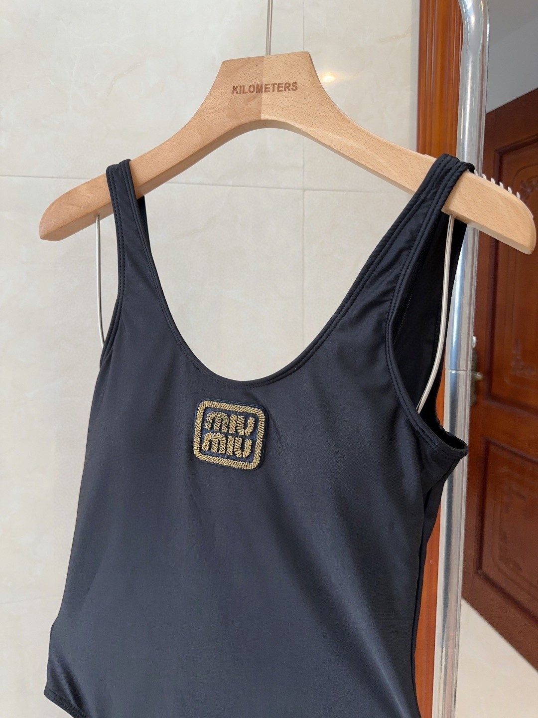 Miu Miu Logo Embroidered Swimsuit Tank Top