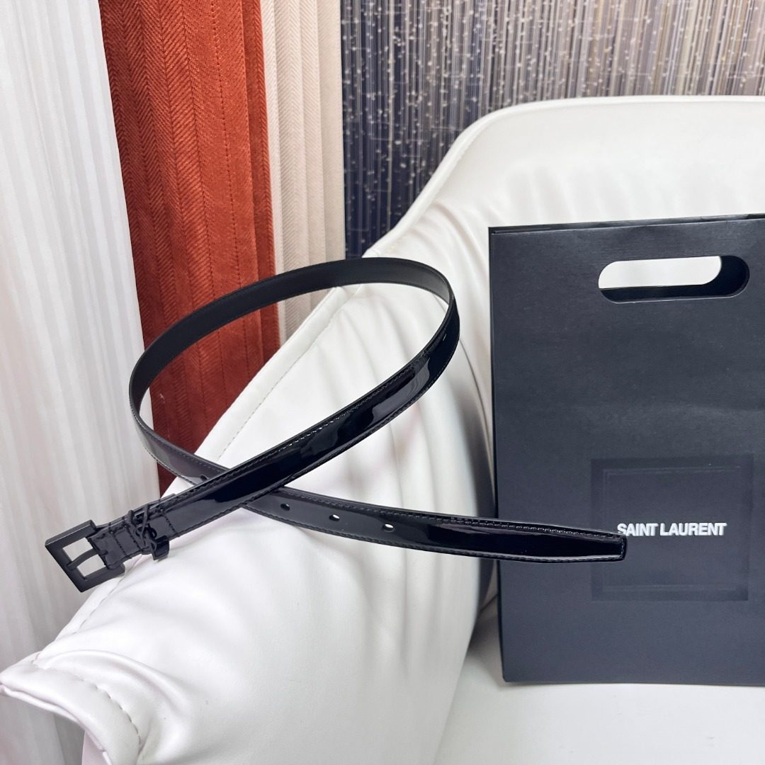 Saint Laurent Patent Leather Belt Black